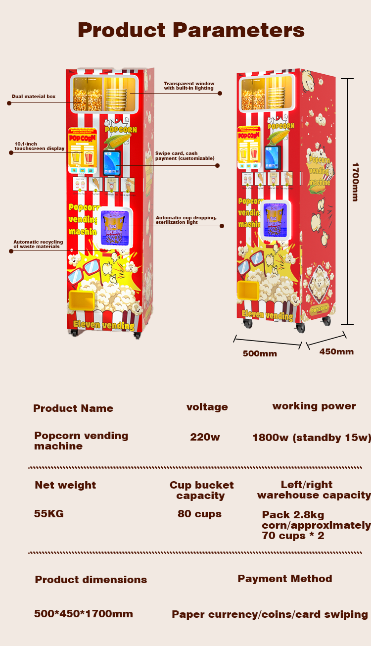 Máquina expendedora de palomit - Food Snacks Vending Machine reseña y precio