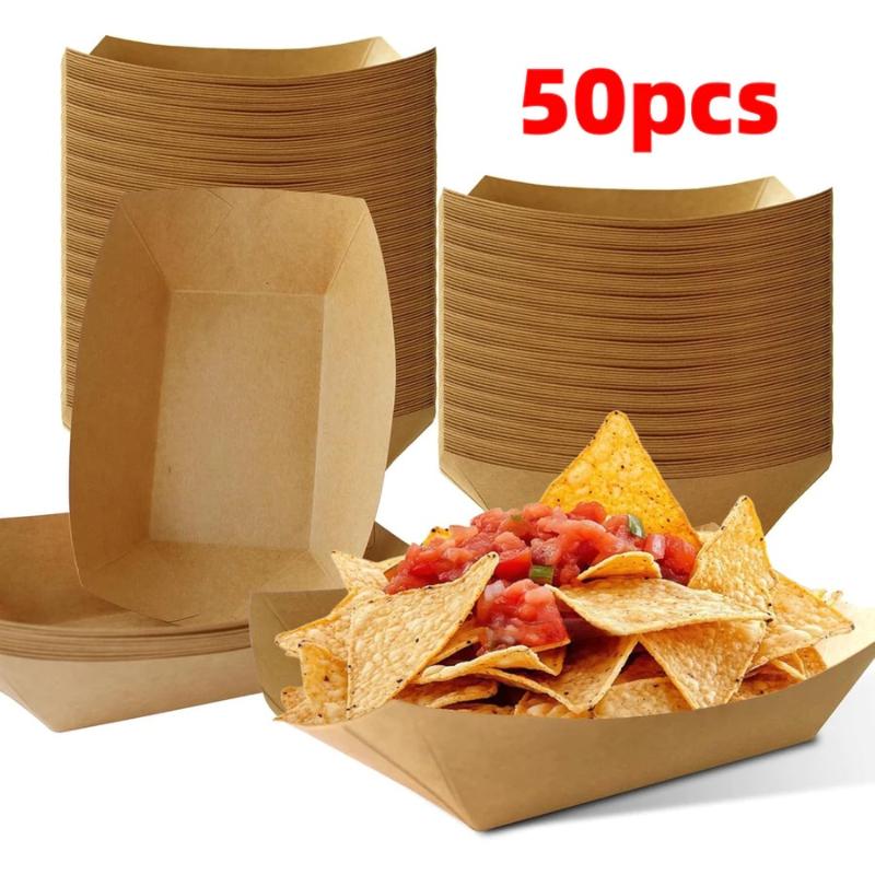 Bandejas de papel kraft desech - Food Snacks Restaurant reseña y precio