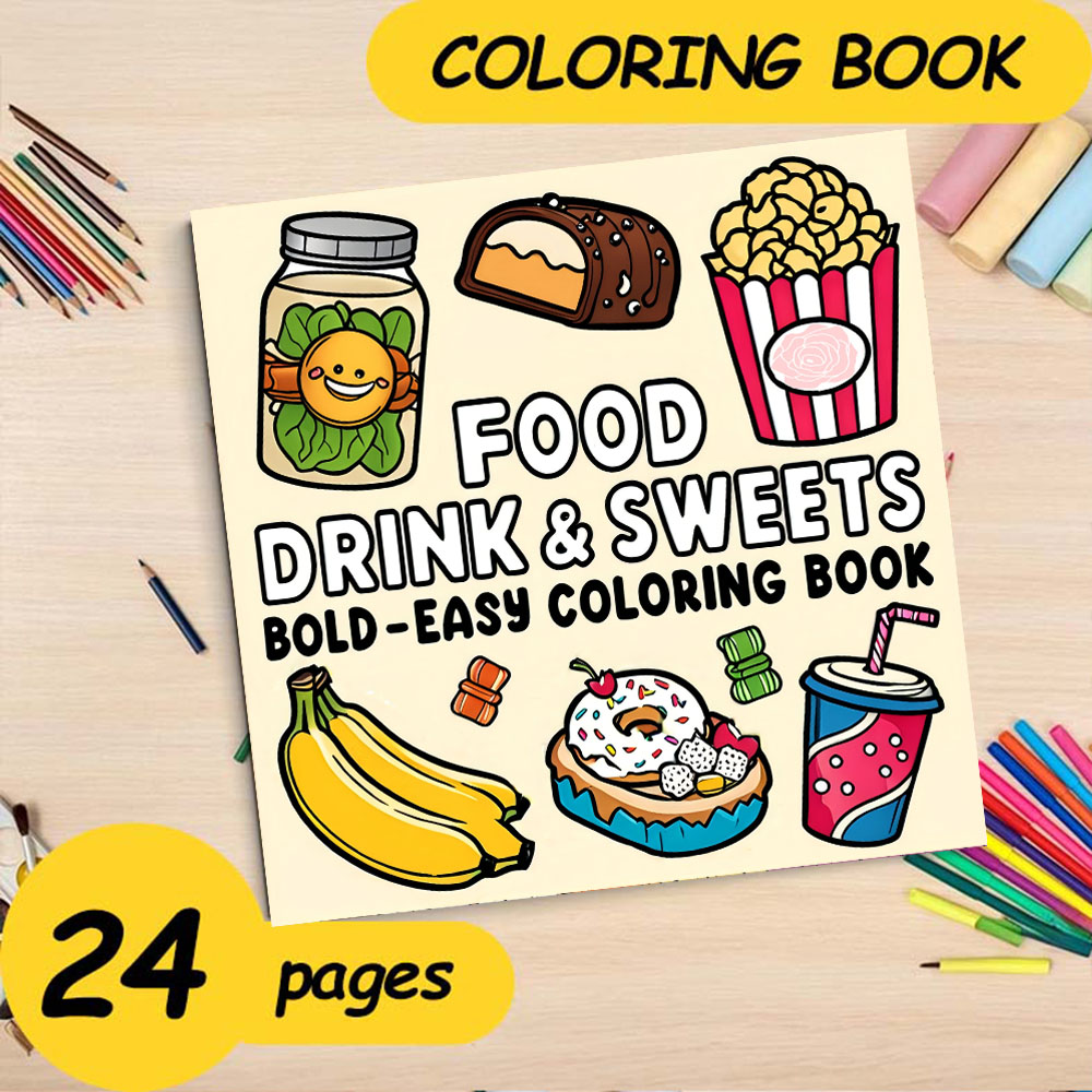 FOOD DRINK & SWEETS Libro para - Food And Snacks Coloring Book Bold And Easy reseña y precio