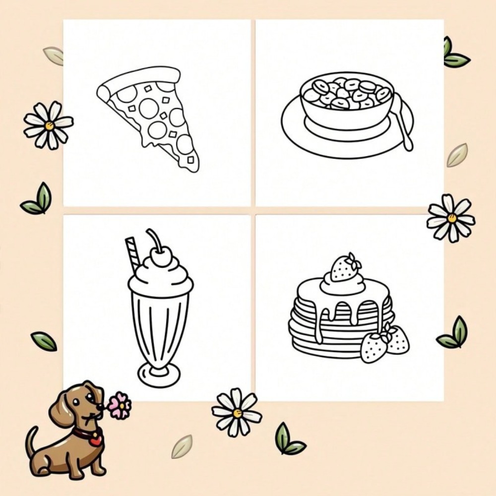 Libro para colorear de comida  - Food And Snacks Coloring Book Bold And Easy reseña y precio