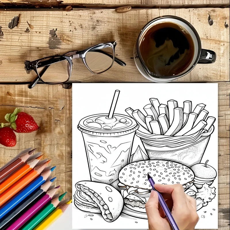 Libro de Colorear de Comida Rá - Food And Snacks Coloring Book Bold And Easy reseña y precio