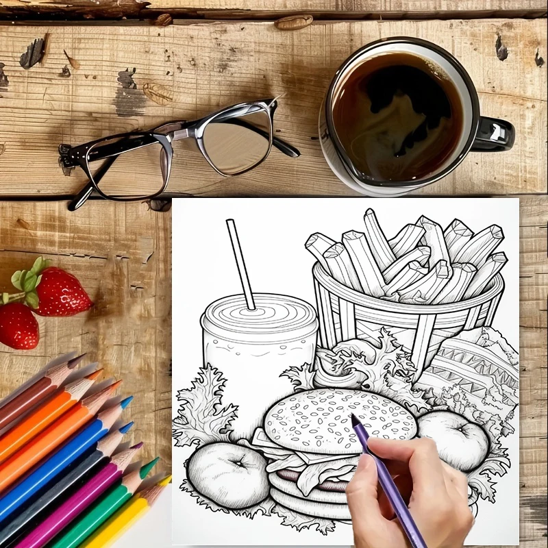 Libro de Colorear de Comida Rá - Food And Snacks Coloring Book Bold And Easy reseña y precio
